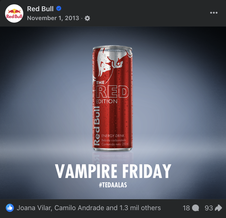 Red Bull editions Facebook post